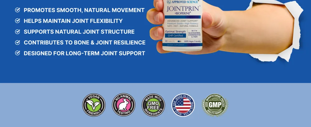 Approved Science Jointprin - Joint Support Supplement - Glucosamine, MSM, Chondroitin, Turmeric, Boswellia, BioPerine - 1 Month Supply 90 Count (Pack of 1) - Jointprin 5