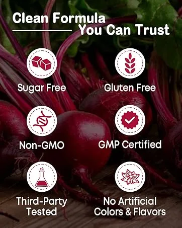 Beet Root Gummies 7000MG Nitric Oxide Beetroot Gummies with Coq 10, Grape Seed, Pomegranate for Circulation & Energy Support Vegan, Non-GMO, 120 Beet Chews 60 Count (Pack of 2) - beet root gummies