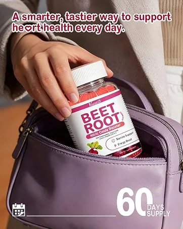 Beet Root Gummies 7000MG Nitric Oxide Beetroot Gummies with Coq 10, Grape Seed, Pomegranate for Circulation & Energy Support Vegan, Non-GMO, 120 Beet Chews 60 Count (Pack of 2) - beet root gummies