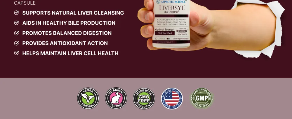 Approved Science Liversyl - Milk Thistle, Artichoke Extract, and Bioperine - Vegan - 60 Capsules - Made in The USA 1 - Liversyl 5