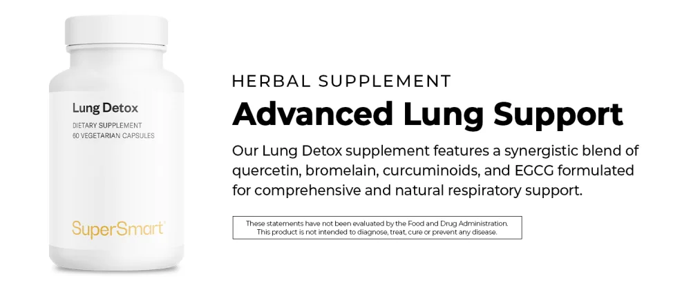 Supersmart - Lung Detox (Advanced Formula) - with Quercetin, Bromelain, Curcuminoids, EGCG | Non-GMO & Gluten Free - 60 Vegetarian Capsules - Lung Detox Herbal Supplement Advanced Support Synergistic Blend Natural Respiratory Support