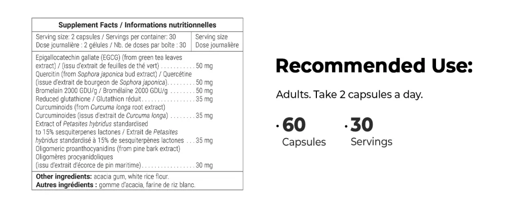 Supersmart - Lung Detox (Advanced Formula) - with Quercetin, Bromelain, Curcuminoids, EGCG | Non-GMO & Gluten Free - 60 Vegetarian Capsules - Supplement Facts EGCG Green Tea Leaf Extract Quercetin Bromelain L-Glutathione Curcuminoids