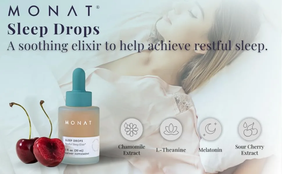 MONAT Sleep Drops Sleep Improvement Product Herbal Support Calming Bedtime Drops for Restorative Relaxation for Stress & Frenetic Life Natural Support Solution - Sleep drops