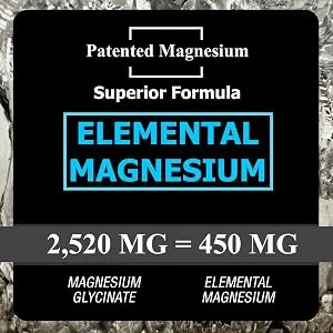 Magnesium Glycinate 450 MG Albion Minerals TRAACS Maximum Bioavailability Chelate No Laxative Effect Vegan Helps Function of Muscles  Bones  Heart Non-GMO - elemental