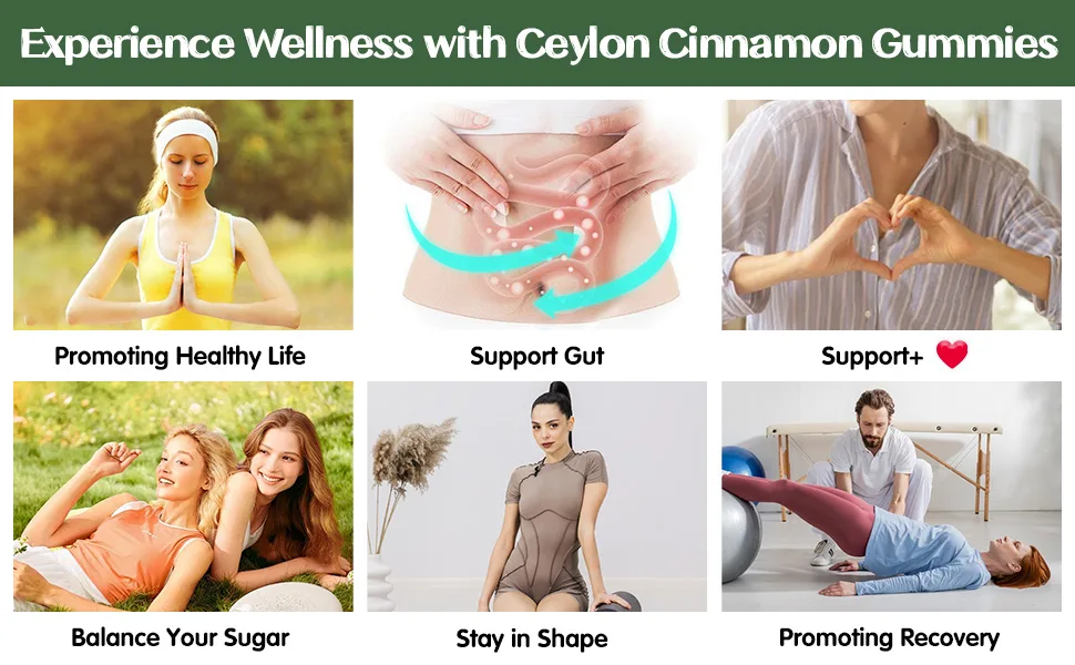 IIEltruiom Cinnamon Supplements, Cinnamon Gummies 2400mg with Berberine, Turmeric, Apple Cider Vinegar, Bitter Melon, Chromium - Vegan, Non-GMO 60 Counts - cinnamon supplement