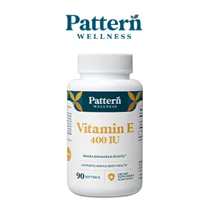 Pattern Wellness Vitamin E 400 IU Supports Antioxidant, Immune & Cellular Health 90 Softgels, 3rd Party Lab Tested 90 Count (Pack of 1) - Vitamin E