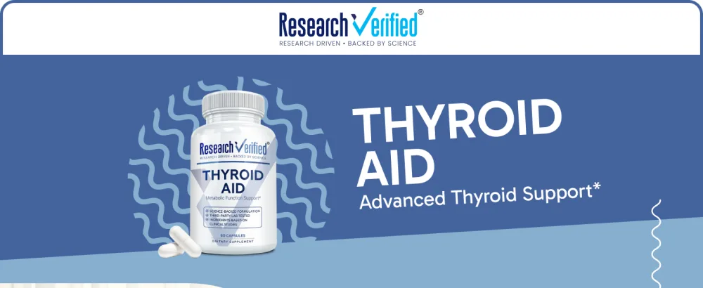 Research Verified Thyroid Aid - Optimal Thyroid Function with Iodine Copper & Zinc - 260 mcg Selenium - 100% Pure - Vegan Friendly - 60 Capsules - 1 Month Supply - Thyroid Aid