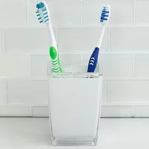 Home Basics Break-Resistant Plastic Toothbrush Holder Tumbler for Bathrooms  White - toothbrush holder, electric toothbrush holder, toothbrush stand, wall mounted toothbrush holder