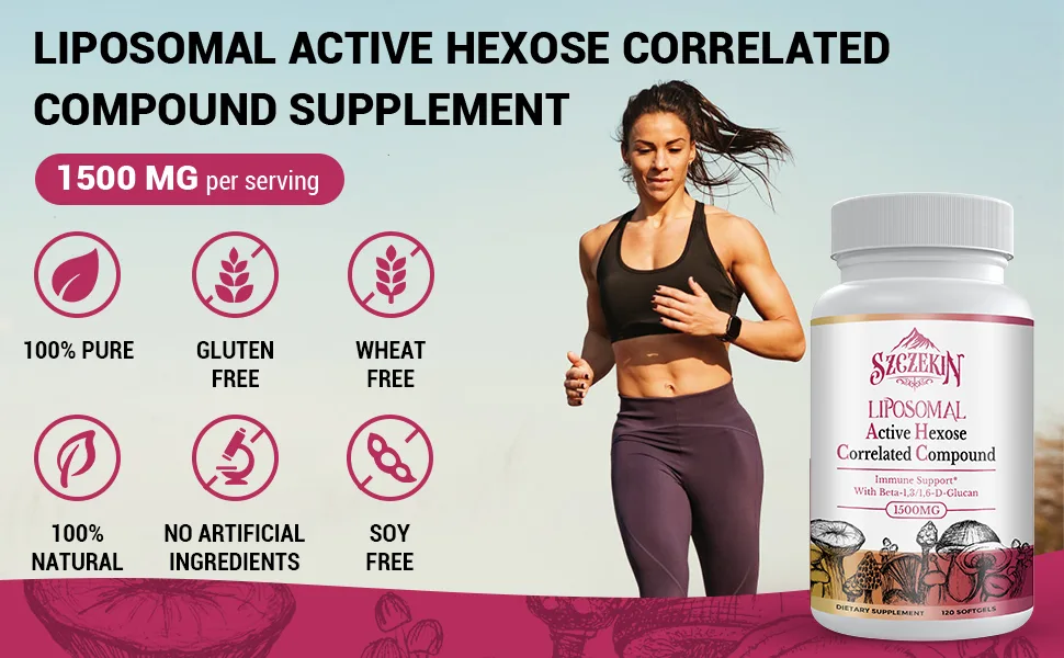 1500mg Liposomal Active Hexose Correlated Supplement,120 Soft Gels Beta-Glucans with Natural Mushroom Extract, Immune System, Liver Function, Maintain T-Cell & Killer Cell Activity 120 Count (Pack of 1) - ahcc