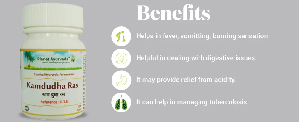 Planet Ayurveda Kamdudha Ras - Classical Ayurvedic Herbo-Mineral Preparation-Single Bottle - Benefits