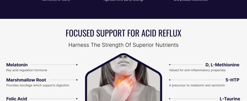 Approved Science Acid Reflux Support - with Melatonin, Marshmallow Root, L-Taurine -180 Capsules - Vegan 180 Count (Pack of 1) - acidreflux
