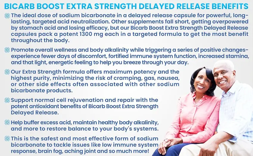 Bicarb Boost Sodium Bicarbonate Capsules Extra Strength 1300mg Organic Use Delayed-Release Sodium Bicarbonate Tablet, Kidney, Alkalinity, Health, Pure Baking Soda Tablet 120 Sodium Pills - sodium bicarbonate powder