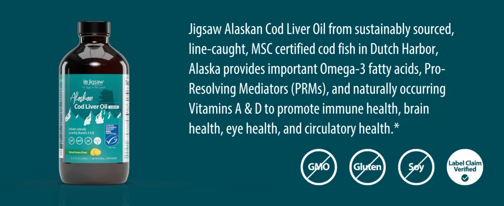 Jigsaw Health Alaskan Cod Liver Oil Liquid, 48 Servings - Alaskan Cod Liver Oil (Liquid)
