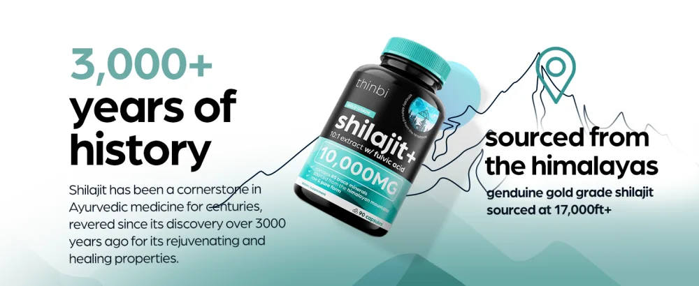 Thinbi Pure Himalayan Shilajit Capsules with Fulvic Acid & Trace Minerals - 90 Count - shilajit 10000 mg thinbi supplements