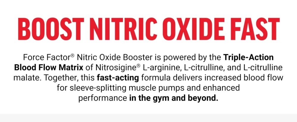 FORCE FACTOR Nitric Oxide Booster, Fast-Acting Formula with L-Arginine, Boosts Nitric Oxide Levels, Maximize Muscle Pumps, Enhance Endurance, Improve Circulation, 120 Capsules 120 Count (Pack of 1) - nitric oxide supplements men en largement tool booster nutricost snap prostate health nitrous
