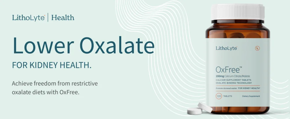 LithoLyte OxFree | Kidney Health Support & Protector | Oxalate Reducing Tablets for Calcium Oxalate Balance | Science-Based Support Beyond Cleanse, Detox, or Stone Dissolver Supplements | 120 Tablets - Lower oxalate