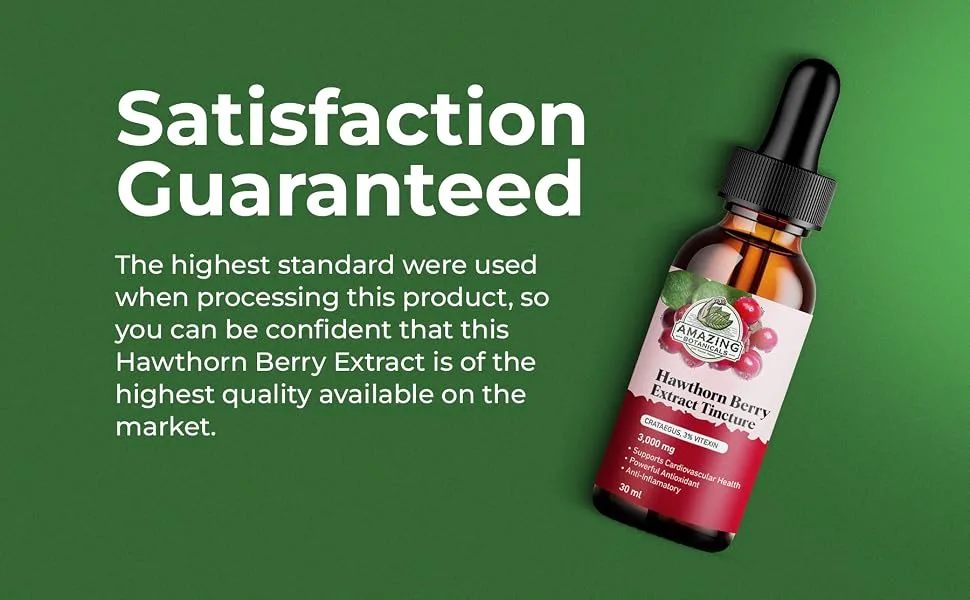 Amazing Botanicals Hawthorn Berry Extract Tincture - 100mg per Serving - Organic Immune Support & Wellness Supplement | 30ml/1oz - hawthorn berry tincture