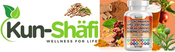 Kun Shafi Ceylon Cinnamon Complex with Berberine Apple Cider Vinegar Plus Bitter Melon Gymnema Ginseng Chromium & Turmeric Milk Thistle 60 Ct - Ceylon Cinnamon