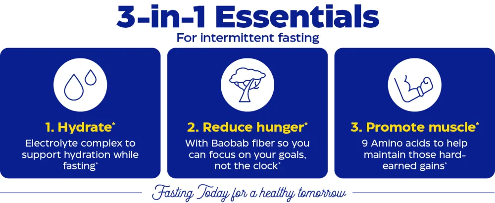 Enzymedica, Fasting Today, Intermittent Fasting Drink Mix with Electrolyte Powder Supplement for Hydration Keto Friendly, Tropical Pineapple Flavor, 24 Servings - 3-in-1 Essentials for intermittent fasting. Hydrate. Reduce Hunger. Promote muscle.
