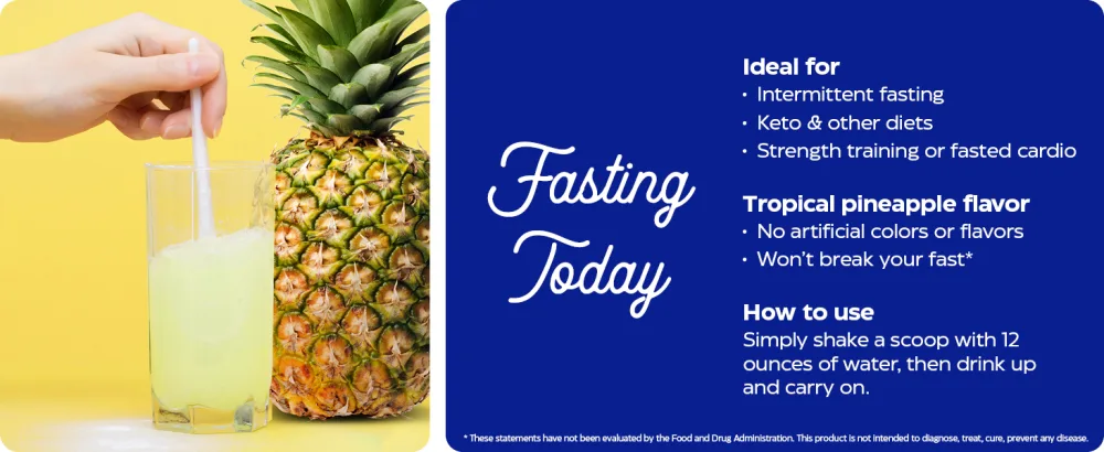 Enzymedica, Fasting Today, Intermittent Fasting Drink Mix with Electrolyte Powder Supplement for Hydration Keto Friendly, Tropical Pineapple Flavor, 24 Servings - Fasting Today. Ideal for intermittent fasting, Keto and other diets or strength training.
