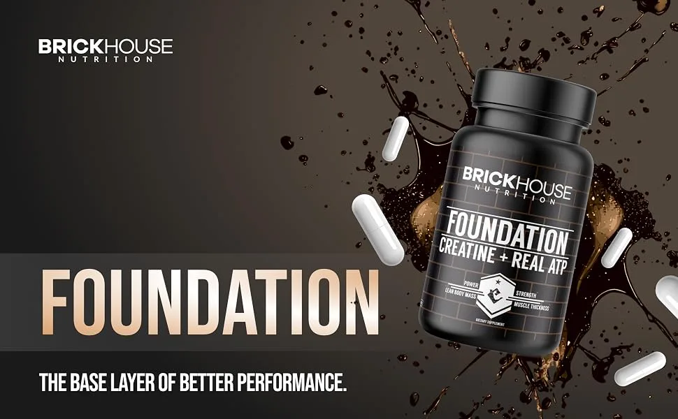BRICKHOUSE NUTRITION Foundation: Creatine for Men with Peak ATP | Muscle Builder & Recovery Support | Non-Stimulant Workout Supplement for Men (1 pk) - Foundation