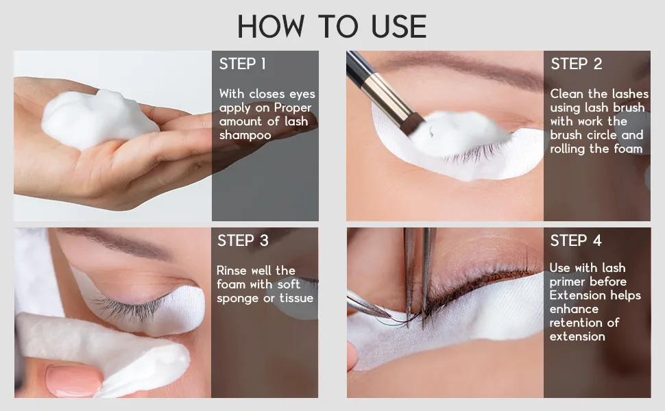 Foaming Lash Cleanser/Wash for Extensions & Natural Lashes/Makeup bubble Remover 50ml / 1.7 fl Oz - eyelash brow extension