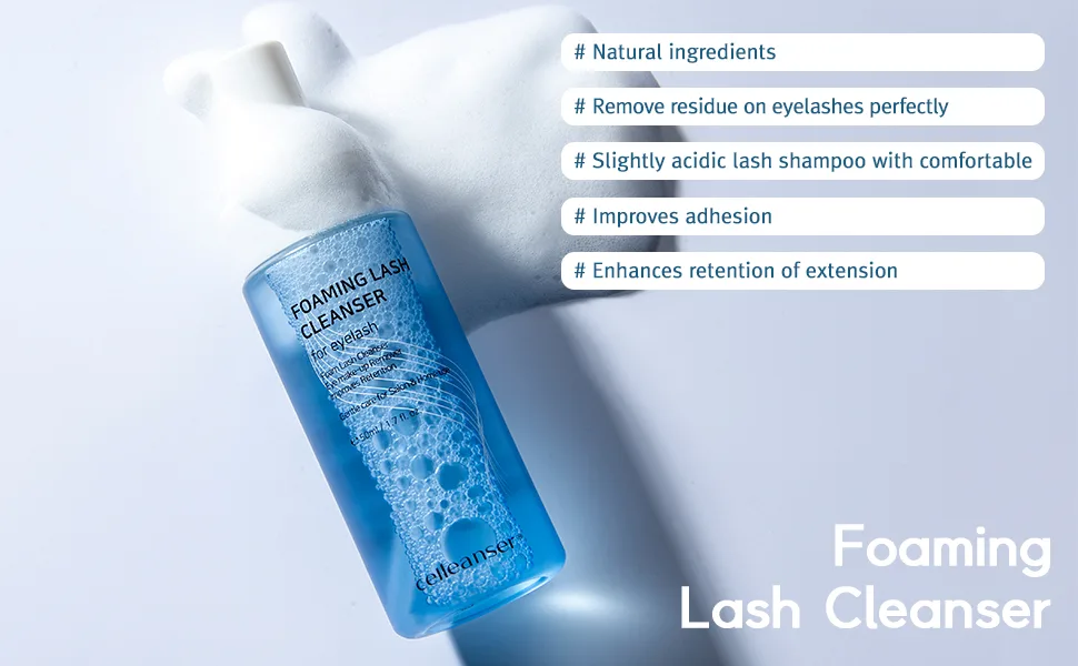 Foaming Lash Cleanser/Wash for Extensions & Natural Lashes/Makeup bubble Remover 50ml / 1.7 fl Oz - Foaming Lash Cleanser Shampoo