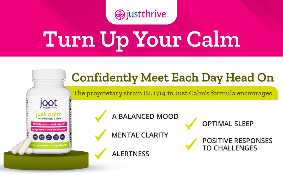 Just Thrive - Just Calm - Cortisol Manager - Calming, Memory, and Mood Support Supplement - Vegan, 30 Calm Capsules 30 Count (Pack of 1) - Just Thrive