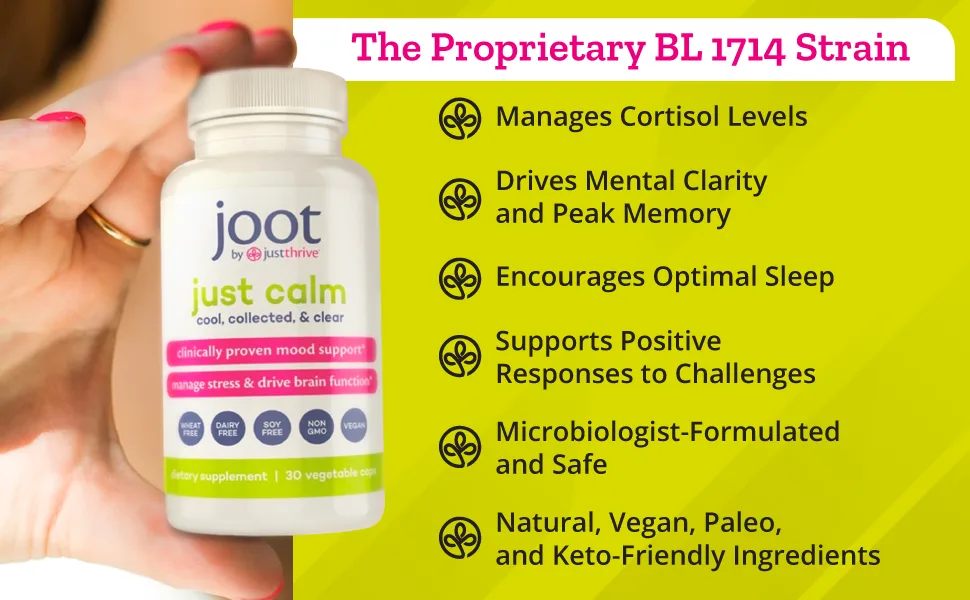 Just Thrive - Just Calm - Cortisol Manager - Calming, Memory, and Mood Support Supplement - Vegan, 30 Calm Capsules 30 Count (Pack of 1) - Just Thrive