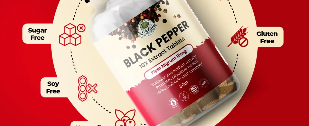 Black Pepper 10X Extract Tablets - Piper Nigrum, 15mg - 95% Piperine - Black Pepper Supplement Tablets - Natural Antioxidant Support - 30 Tablets - black pepper 15mg