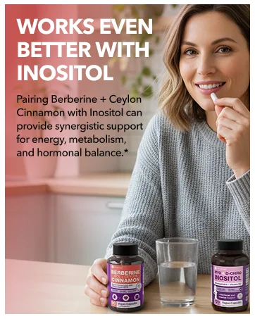 Intimate Rose Berberine with Ceylon Cinnamon & Chromium Supplement - 1500mg Complex for Blood Sugar & Immune System Support, 90 Capsules - Berberine with Ceylon Cinnamon