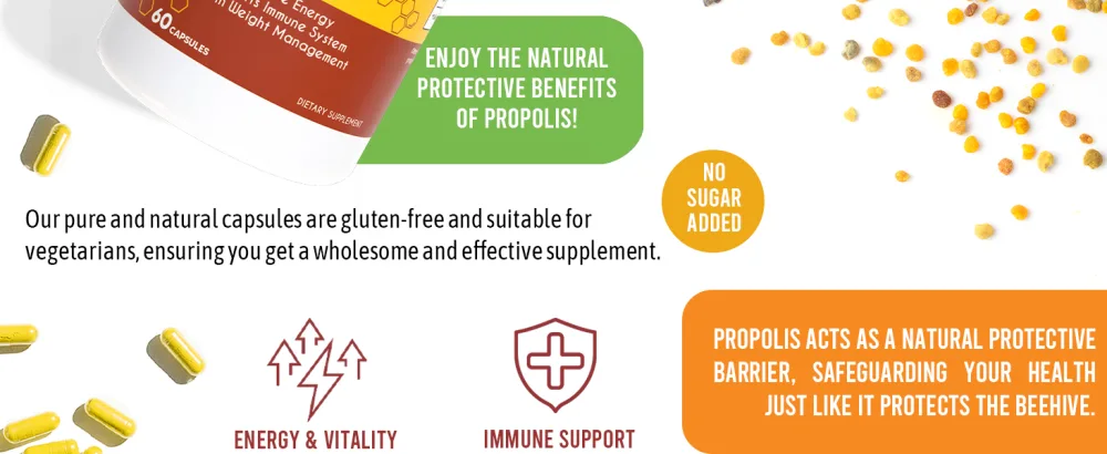 HARMONIFY Bee Pollen Propolis Royal Jelly Extract with Carob, Pure Immune Support Supplement, Gluten-Free, Vegetarian Capsules, 1000 mg - propolis royal jelly bee pollen 1000 mg capsule