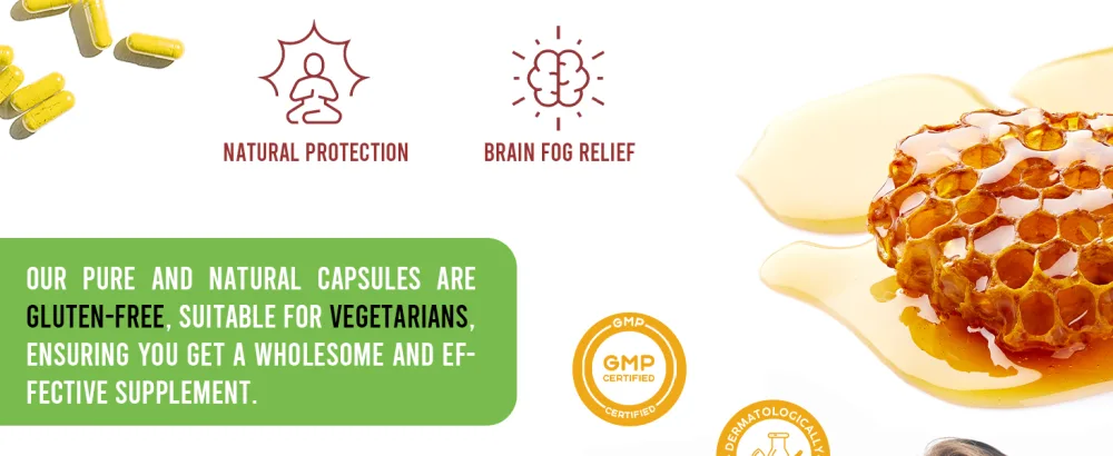 HARMONIFY Bee Pollen Propolis Royal Jelly Extract with Carob, Pure Immune Support Supplement, Gluten-Free, Vegetarian Capsules, 1000 mg - propolis royal jelly bee pollen 1000 mg capsule