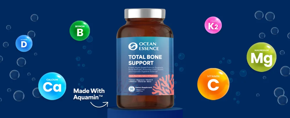 OCEAN ESSENCE Total Bone Support - Plant-Based Algae Calcium Supplement for Supporting Bone Density & Strength - for Men & Women 35+ - 120 Natural Calcium Capsules - Vitamins for Optimal Health 1-pack - product information 18