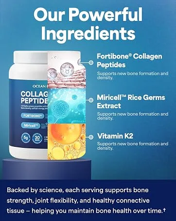 OCEAN ESSENCE Total Bone Support - Plant-Based Algae Calcium Supplement for Supporting Bone Density & Strength - for Men & Women 35+ - 120 Natural Calcium Capsules - Vitamins for Optimal Health 1-pack - Our powerful Ingredients