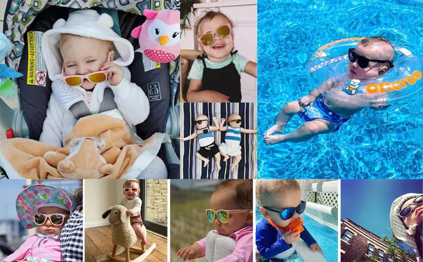 MAXJULI Baby Infant Sunglasses Safe, Soft, With Adjustable Strap 0-24 Months BPA Free 7002 A-black/Black+black/Blue - 7002