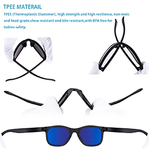 MAXJULI Baby Infant Sunglasses Safe, Soft, With Adjustable Strap 0-24 Months BPA Free 7002 A-black/Black+black/Blue - 7002