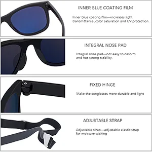 MAXJULI Baby Infant Sunglasses Safe, Soft, With Adjustable Strap 0-24 Months BPA Free 7002 A-black/Black+black/Blue - 7002