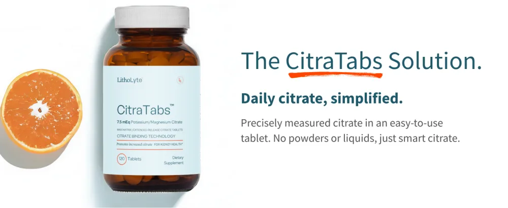 LithoLyte CitraTabs 7.5 mEq | Extended-Release Citrate Tablets | Kidney Health Protector | Science-Backed Support Beyond Cleanse, Detox, or Stone Dissolver Supplements | 120 Tablets - citratabs