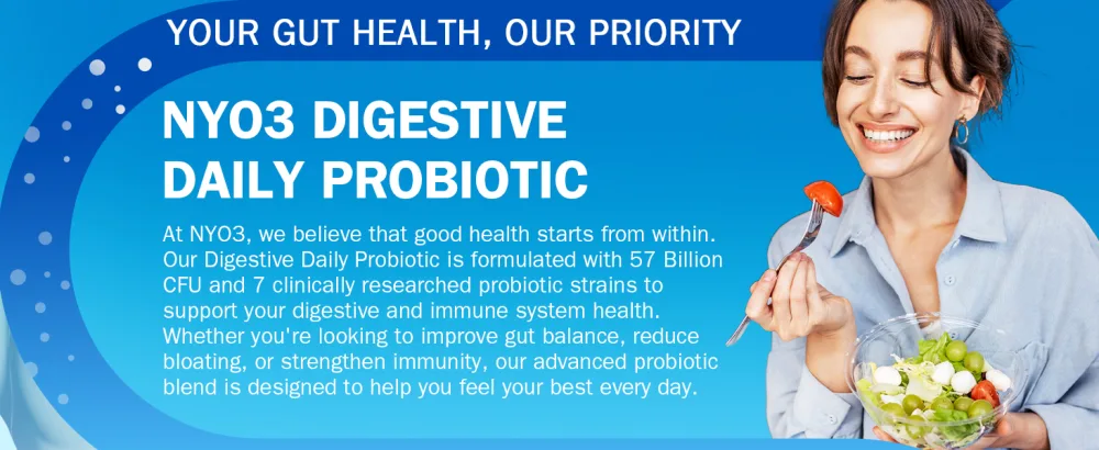 NYO3 Digestive Probiotics 57 Bilion CFU 7 Strains,60 Capsules,Bloat Relief, Supports Digestion & Immune Health - Digestive Probiotics