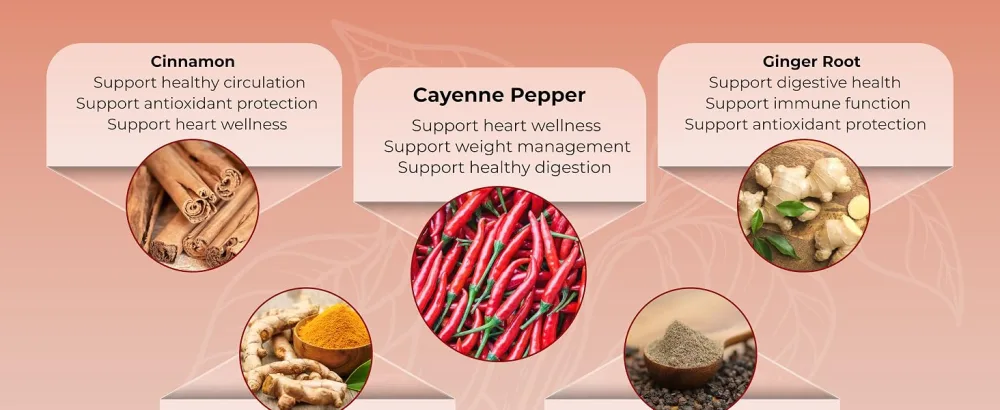 Organic Cayenne Pepper 9IN1 Complex with Cinnamon, Ginger, Turmeric for Overall Health, Immune System, Digestion Wellness (150 Count (Pack of 1)) - vegatot cayenne pepper supplement