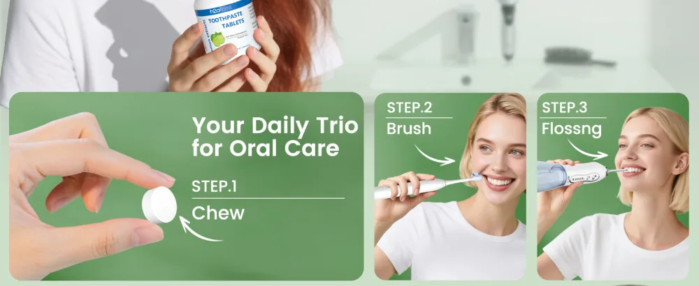 H2ofloss Toothpaste Tablets Lemon | Nano Hydroxyapatite Toothpaste Tablets Chewable | Fluoride Free l 60 Tabs - Fluoride-Free teeth cleaning