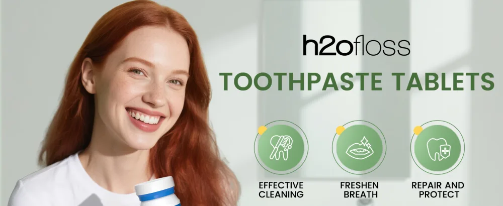 H2ofloss Toothpaste Tablets Lemon | Nano Hydroxyapatite Toothpaste Tablets Chewable | Fluoride Free l 60 Tabs - H2ofloss Toothpaste Tablets