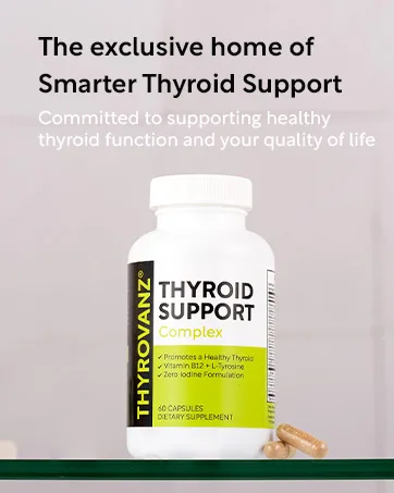 THYROVANZ Thyroid Support Complex (60 Capsules) Thyroid Support for Women & Men, 0% Iodine, Boosts Mood & Energy, Fights Brain Fog & Stress, Includes B Vitamins, Non-GMO, Made in USA - cGMP Certified - Thyrovanz Thyroid Support Complex (60 Capsules) Thyroid Support