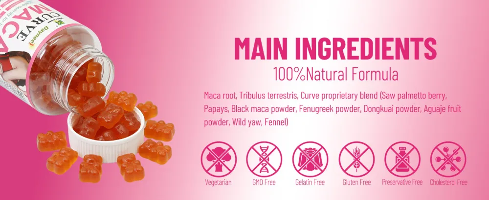 Wins Town Curve Maca Gummies, Premium Maca Root, Vitamin Supplement for Body Wellness, Energy & Hip Curves, 60 Count - Curve Maca Gummies