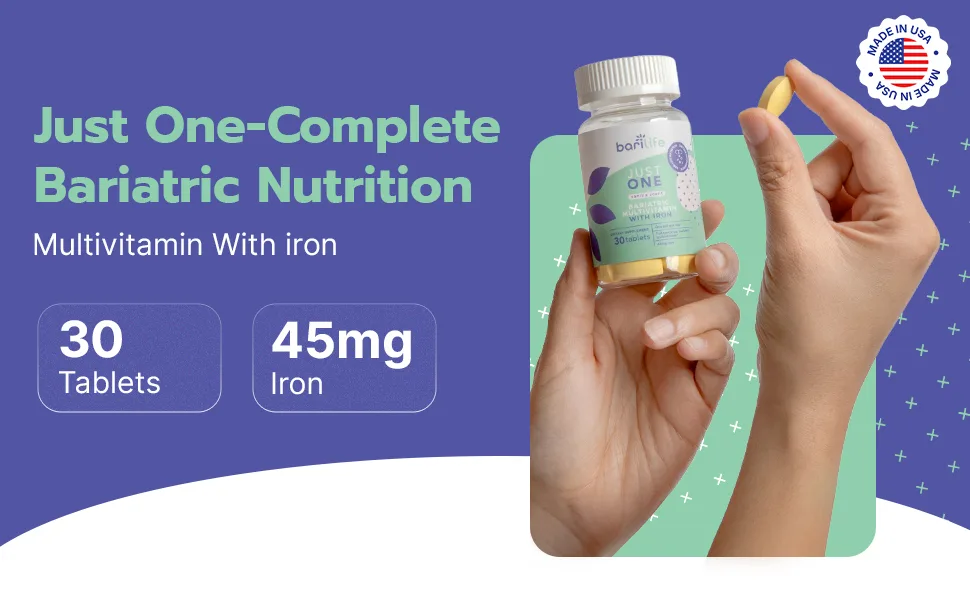 Just One - Once Daily Bariatric Multivitamin with Iron (30) 30 Count (Pack of 1) - 30 tablets, multivitamin with iron
