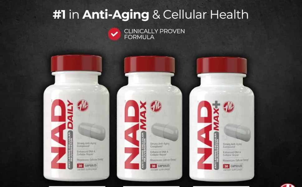 Metabolic Nutrition NAD MAX 350mg Anti-Aging Cellular Rejuvenator, Supports Cellular Energy and Mitochondrial Function, 30 Day Supply - nad trio
