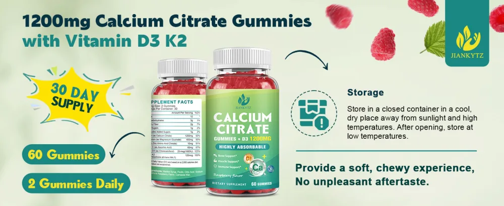 (2 Pack) 1200mg Calcium Citrate with Vitamin D3 Gummies, Ultimate Absorption, Chewable Calcium Citrate with Vitamin D3 K2 C, Magnesium, Zinc for Bone, Muscle, Immune Support- Raspberry, 120 Gummies - Calcium Citrate Gummies
