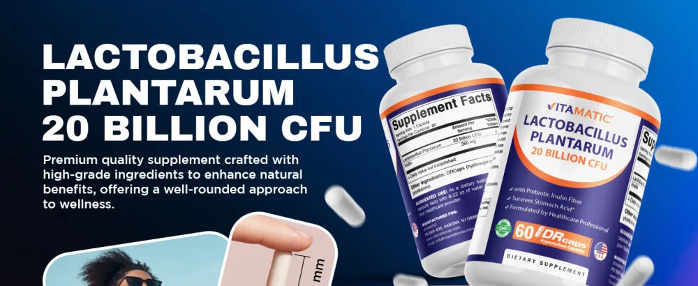 Vitamatic Lactobacillus Plantarum - 20 Billion per DR Capsule - 60 Count - Digestive Support - Made with Prebiotic Inulin Fiber 60 Count (Pack of 1) - product information 12