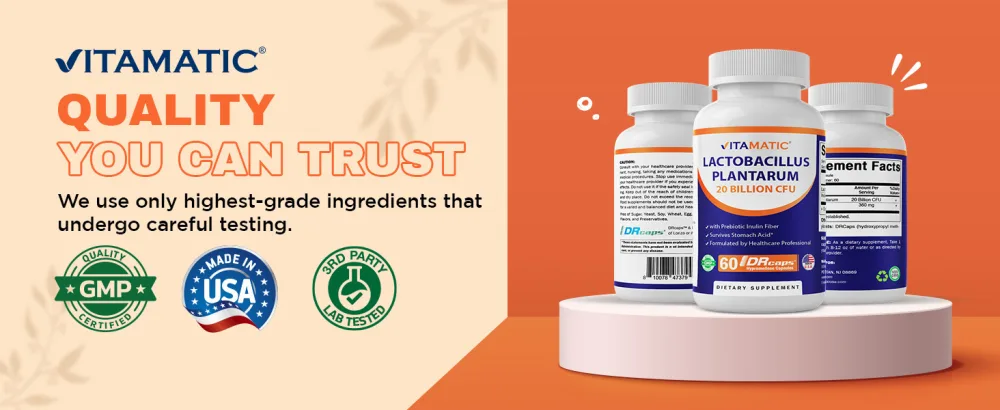 Vitamatic Lactobacillus Plantarum - 20 Billion per DR Capsule - 60 Count - Digestive Support - Made with Prebiotic Inulin Fiber-2 Pack 120 Count (Pack of 1) - product information 19